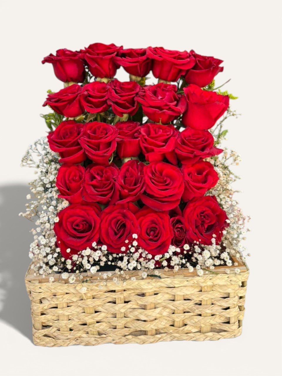 25 red roses in box
