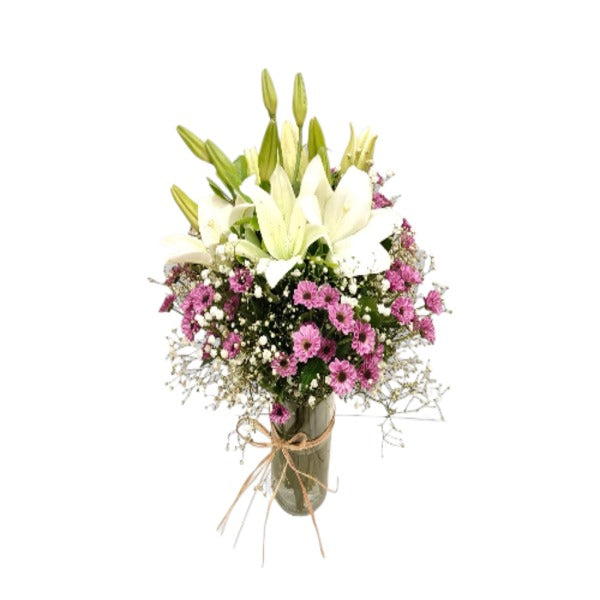 Lilies & Chrysanthemums Vase
