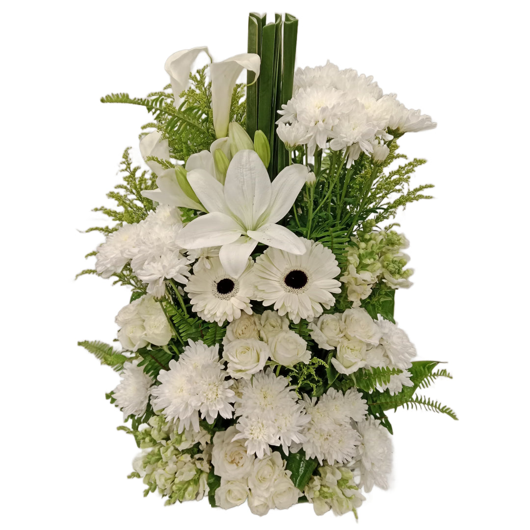 Lilies with White Roses & Chrysanthemums Bouquet