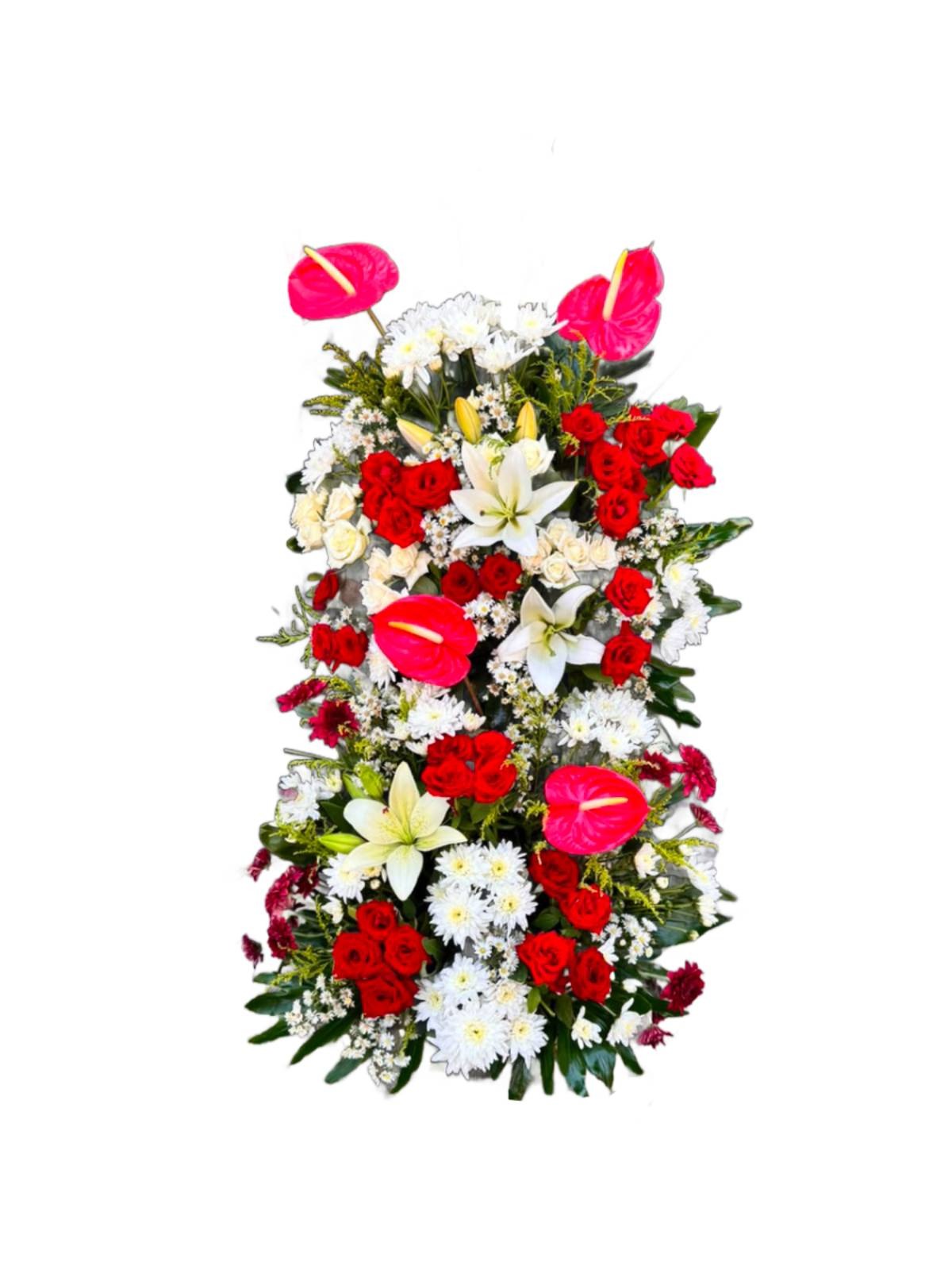 Red & White Colors With lilies stand Bouquet