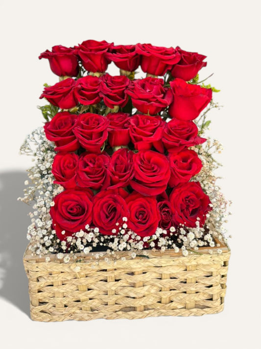 25 red roses  in box