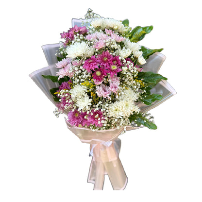 White & Purple Chrysanthemum Bouquet