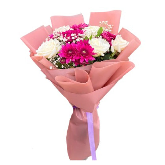 White & Purple Chrysanthemum Bouquet