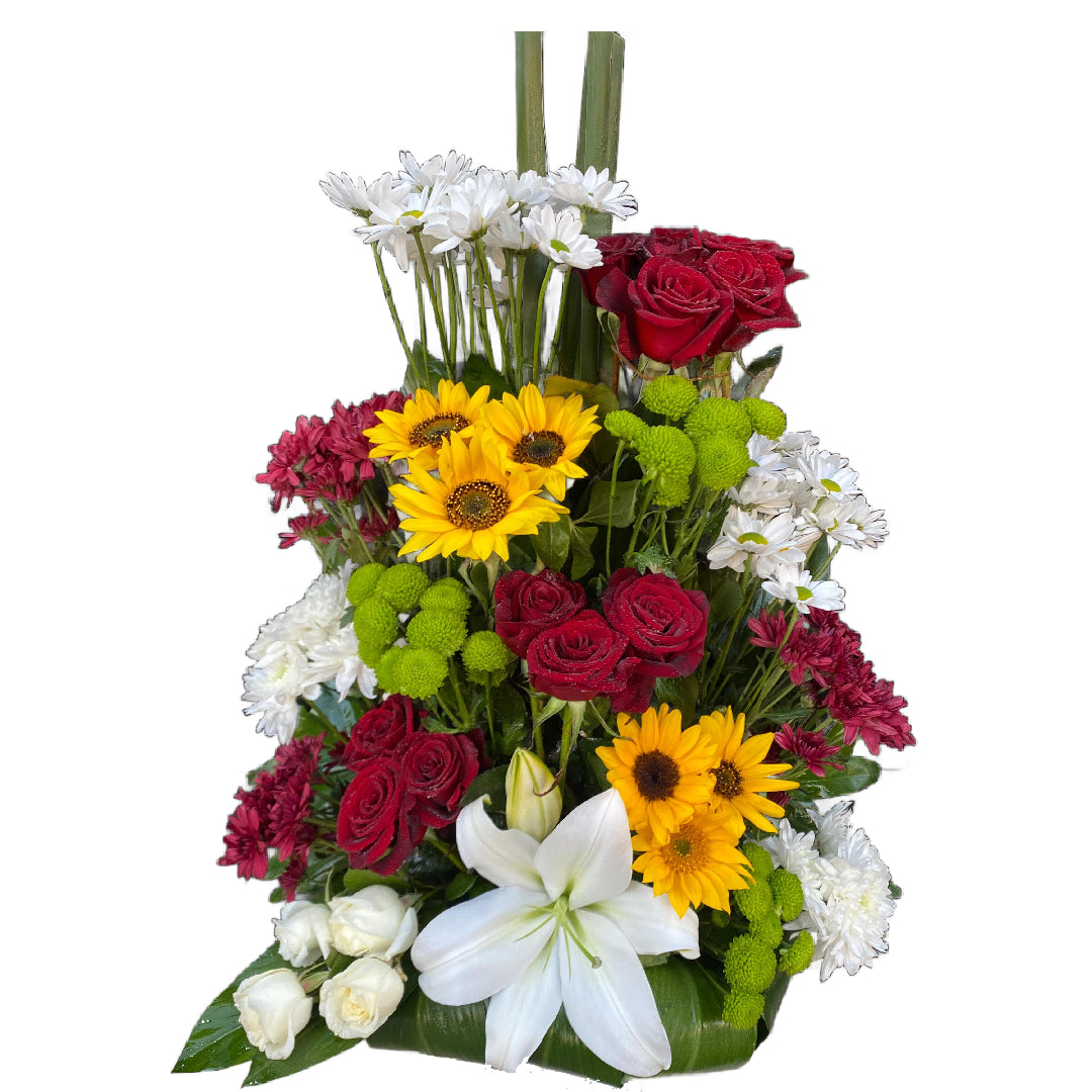 Red Roses & Sunflowers Bouquet