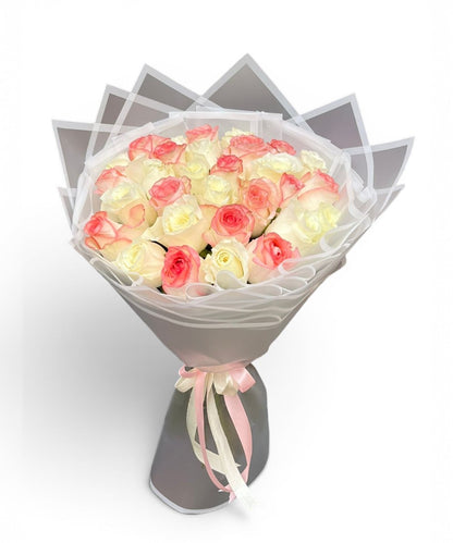 30 imported roses & white