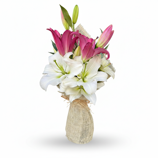White & Rose Lilies Bouquet