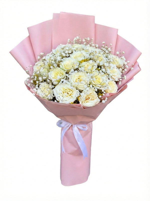 20 White Roses Bouquet – Bayt Alzahra