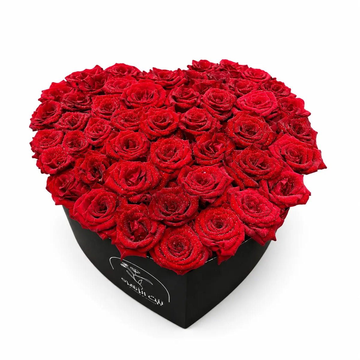 50 Red Roses In Heart Box