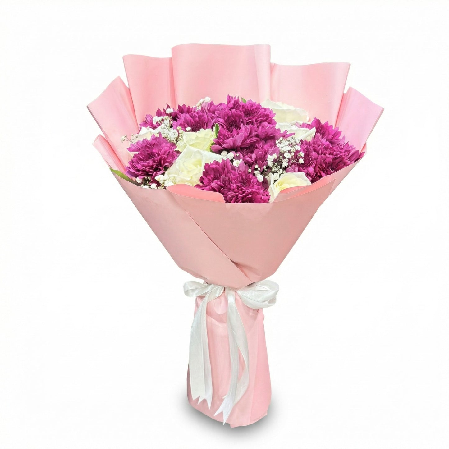White & Purple Chrysanthemum Bouquet