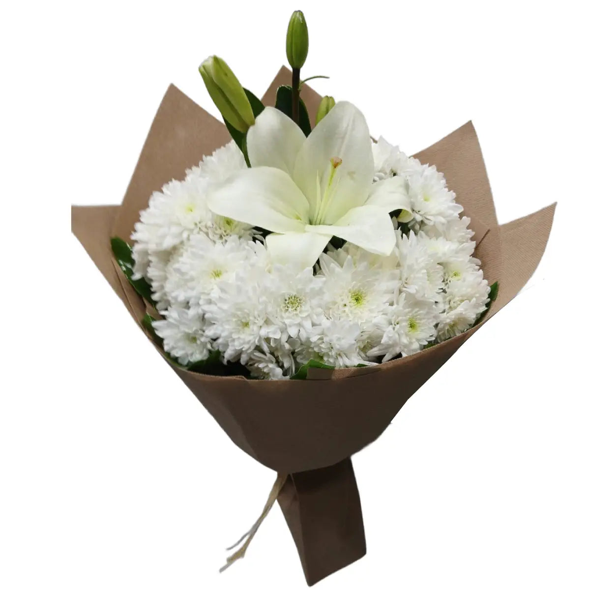 White Lilies & White Chrysanthemum Bouquet