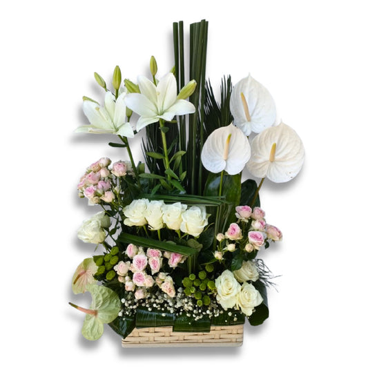 White & Pink Roses Bouquet