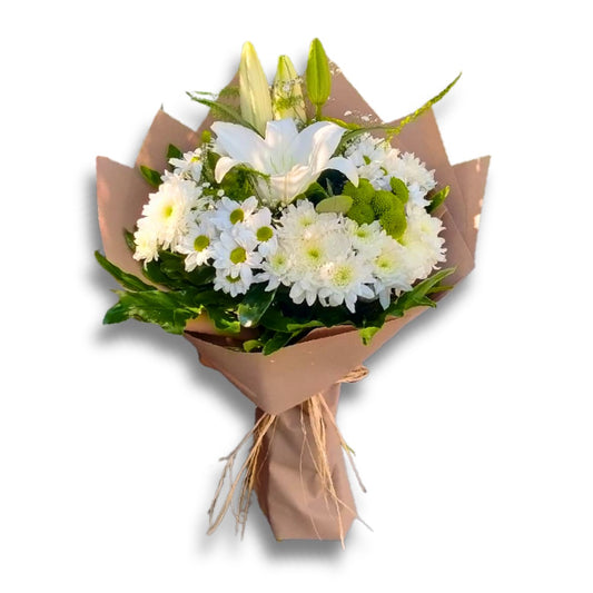 White Lilies & White Chrysanthemum Bouquet